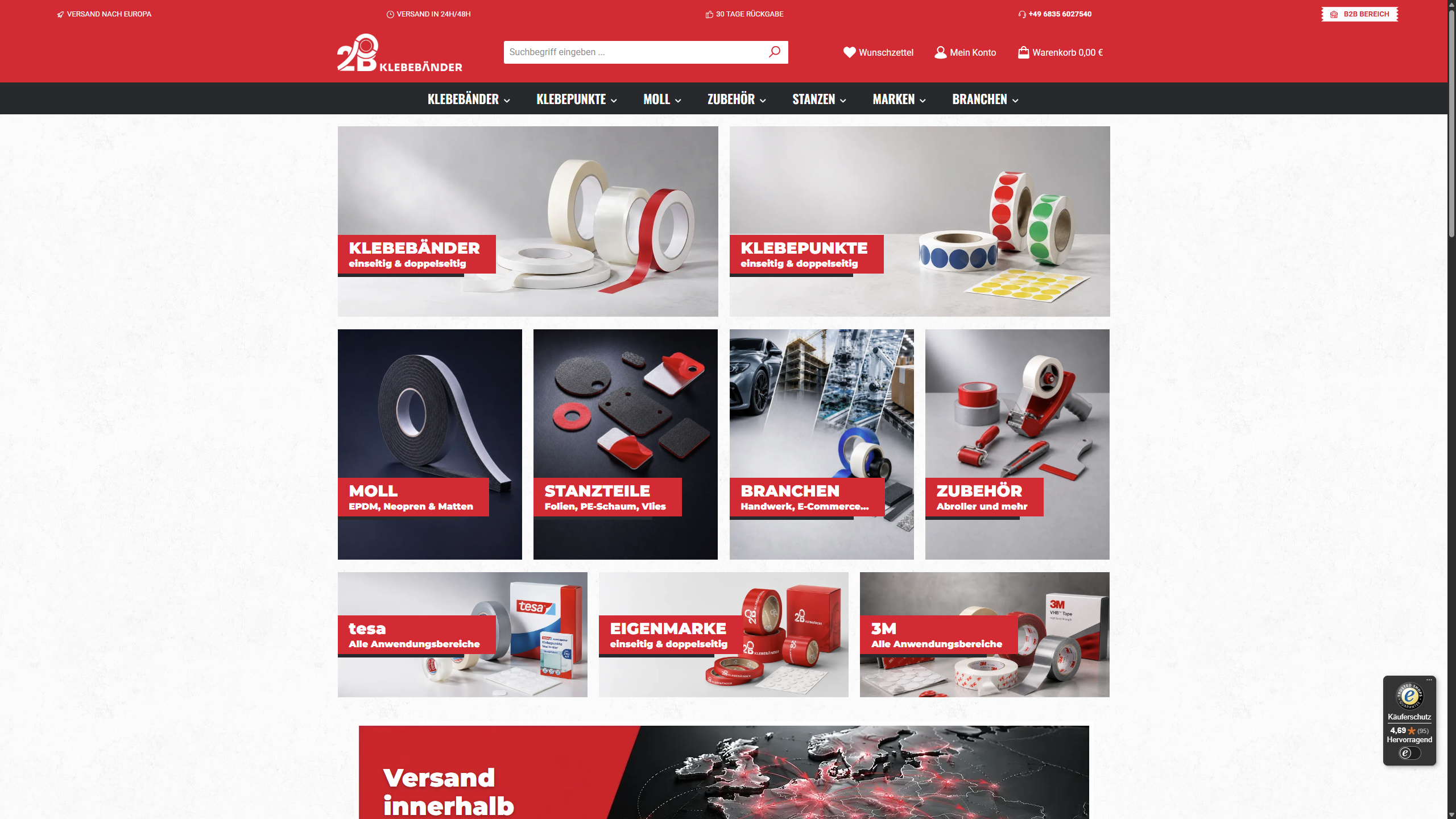Webseite 2B Klebebänder