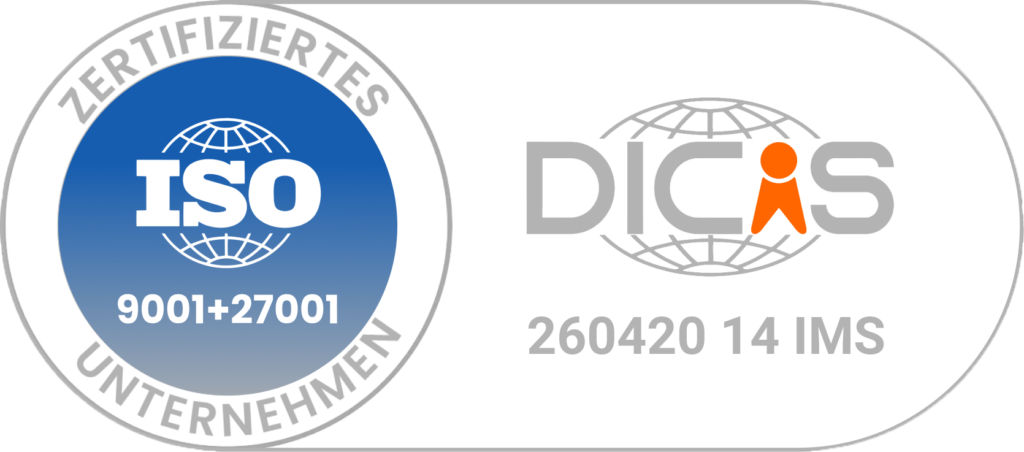 ISO 9001 und ISO 27001 zertifiziert