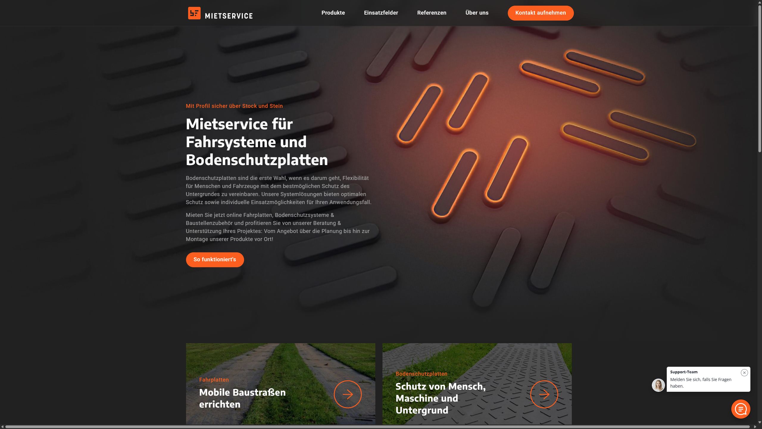 Webseite von B&F Mietservice
