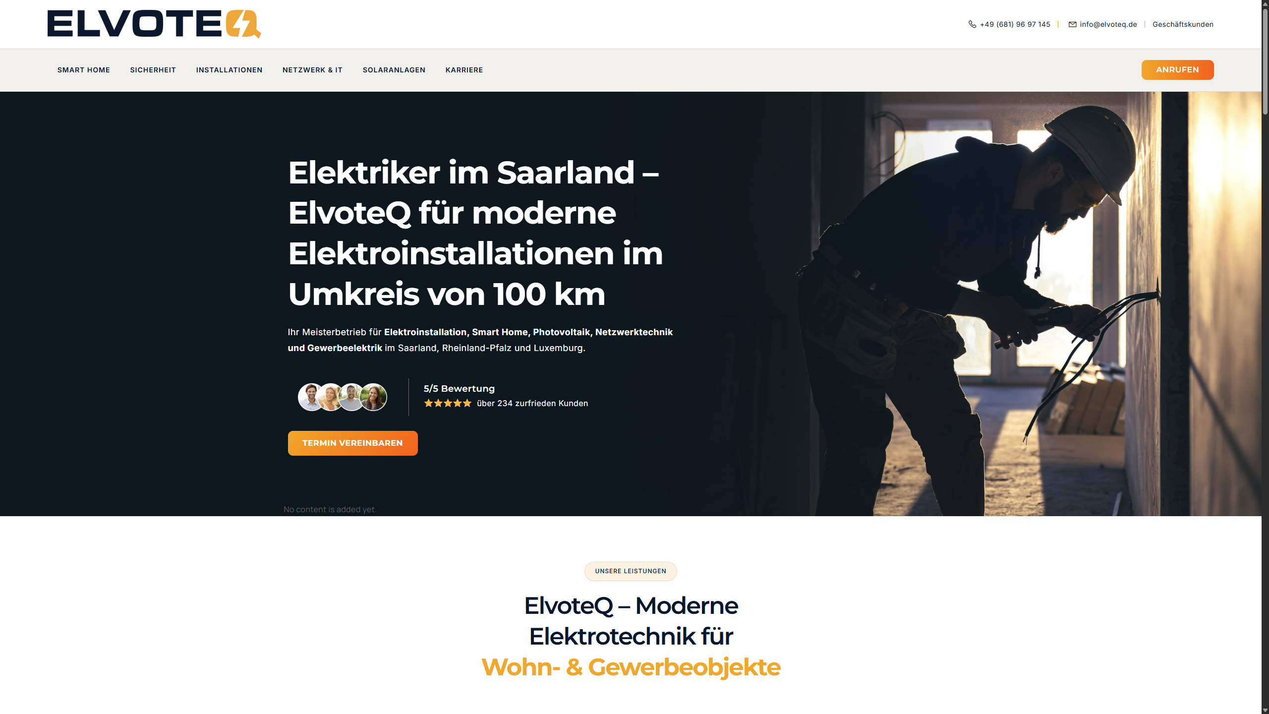 Webseite von Elvoteq